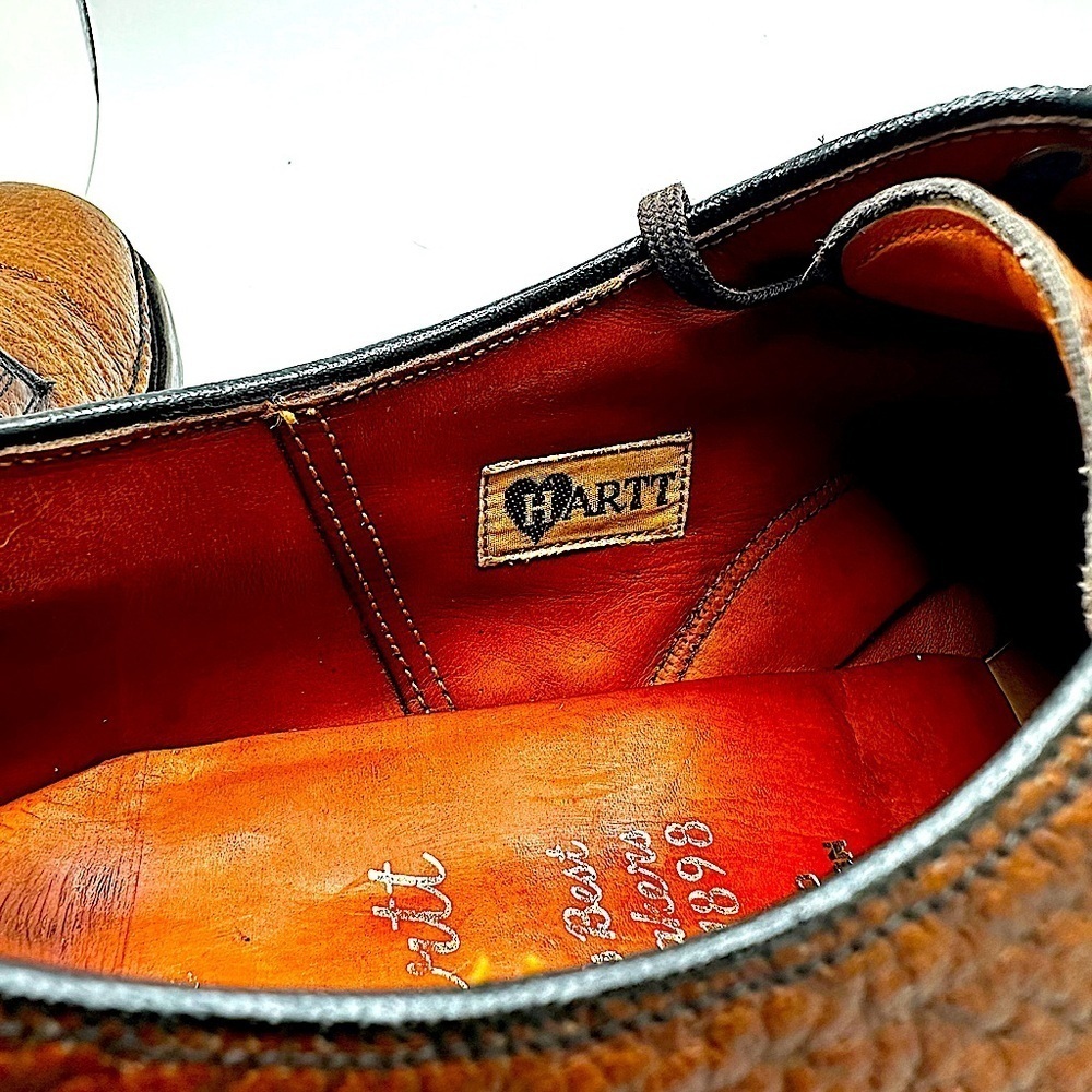 HARTT Imported Exotic Water Bison Mens Brown Derby Dress Shoes c. 1960 Sz.9E π₯ - Picture 17 of 17